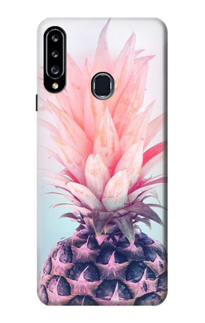 W3711 Pink Pineapple Hülle Schutzhülle Taschen und Leder Flip für Samsung Galaxy A20s