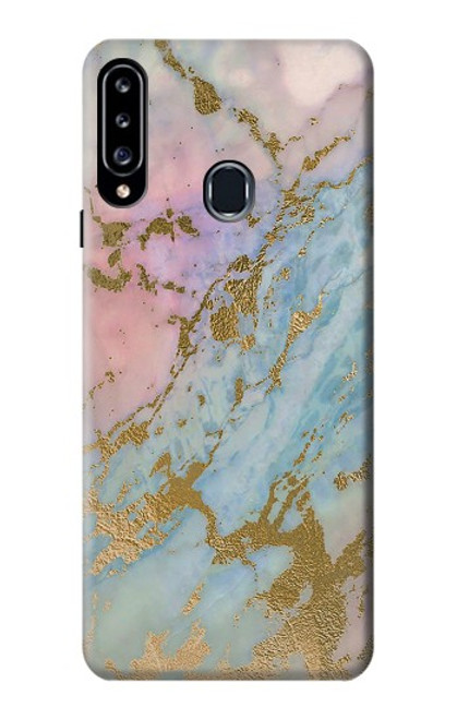 W3717 Rose Gold Blue Pastel Marble Graphic Printed Hülle Schutzhülle Taschen und Leder Flip für Samsung Galaxy A20s