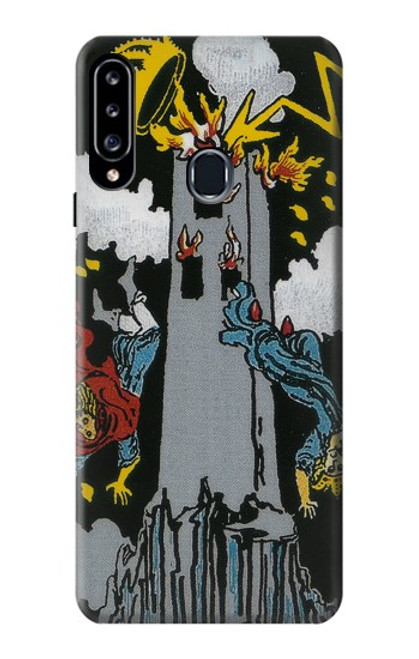 W3745 Tarot Card The Tower Hülle Schutzhülle Taschen und Leder Flip für Samsung Galaxy A20s