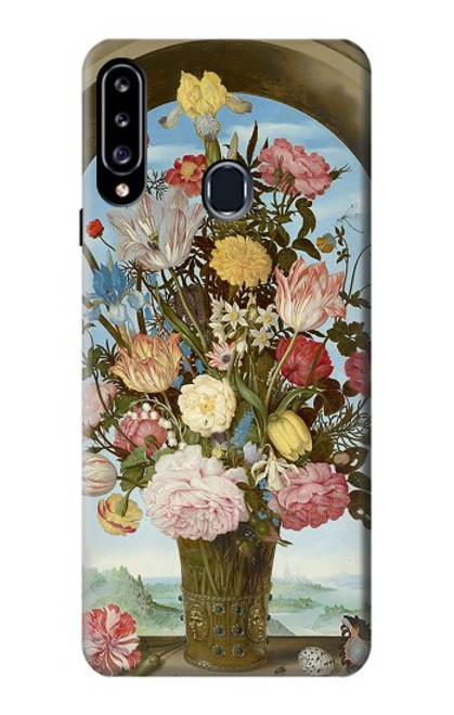 W3749 Vase of Flowers Hülle Schutzhülle Taschen und Leder Flip für Samsung Galaxy A20s