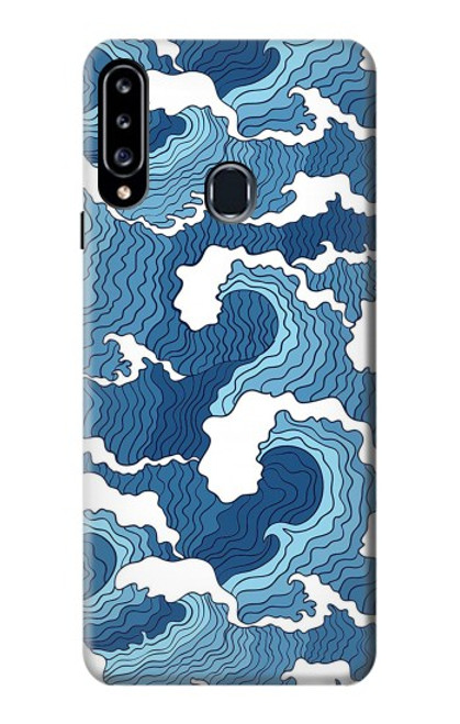 W3751 Wave Pattern Hülle Schutzhülle Taschen und Leder Flip für Samsung Galaxy A20s