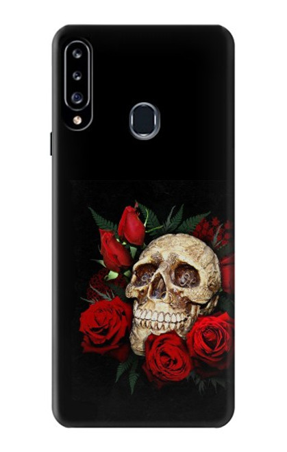W3753 Dark Gothic Goth Skull Roses Hülle Schutzhülle Taschen und Leder Flip für Samsung Galaxy A20s