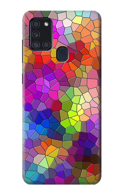 W3677 Colorful Brick Mosaics Hülle Schutzhülle Taschen und Leder Flip für Samsung Galaxy A21s