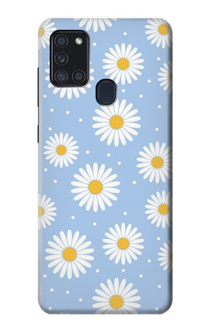 W3681 Daisy Flowers Pattern Hülle Schutzhülle Taschen und Leder Flip für Samsung Galaxy A21s