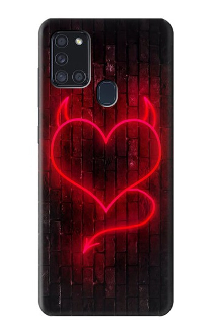 W3682 Devil Heart Hülle Schutzhülle Taschen und Leder Flip für Samsung Galaxy A21s