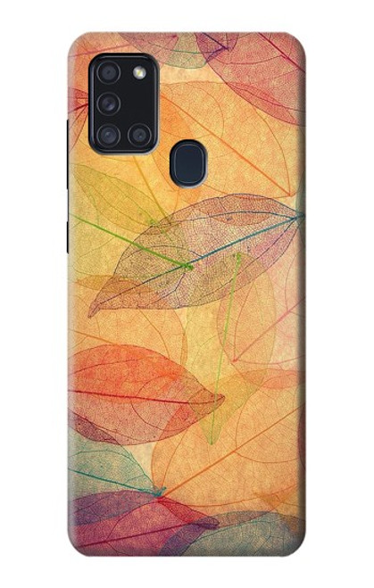 W3686 Fall Season Leaf Autumn Hülle Schutzhülle Taschen und Leder Flip für Samsung Galaxy A21s