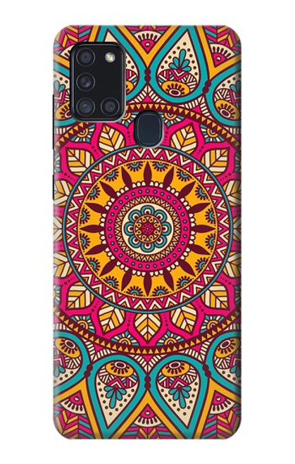 W3694 Hippie Art Pattern Hülle Schutzhülle Taschen und Leder Flip für Samsung Galaxy A21s