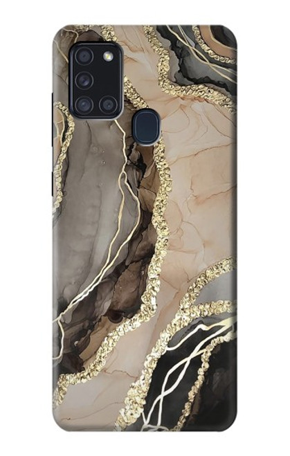 W3700 Marble Gold Graphic Printed Hülle Schutzhülle Taschen und Leder Flip für Samsung Galaxy A21s