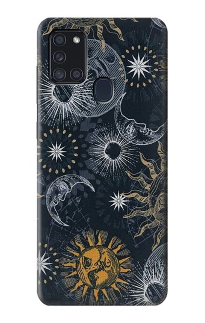 W3702 Moon and Sun Hülle Schutzhülle Taschen und Leder Flip für Samsung Galaxy A21s