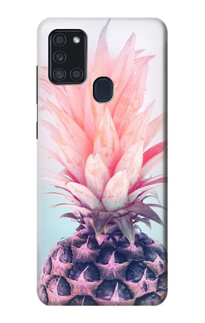 W3711 Pink Pineapple Hülle Schutzhülle Taschen und Leder Flip für Samsung Galaxy A21s