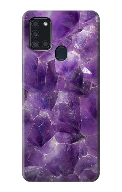 W3713 Purple Quartz Amethyst Graphic Printed Hülle Schutzhülle Taschen und Leder Flip für Samsung Galaxy A21s