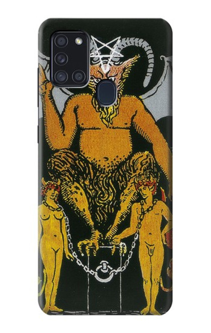 W3740 Tarot Card The Devil Hülle Schutzhülle Taschen und Leder Flip für Samsung Galaxy A21s