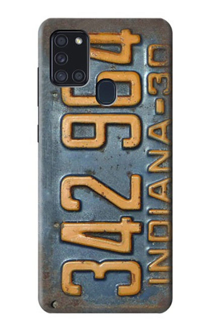 W3750 Vintage Vehicle Registration Plate Hülle Schutzhülle Taschen und Leder Flip für Samsung Galaxy A21s