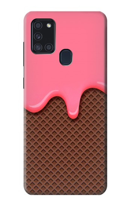 W3754 Strawberry Ice Cream Cone Hülle Schutzhülle Taschen und Leder Flip für Samsung Galaxy A21s
