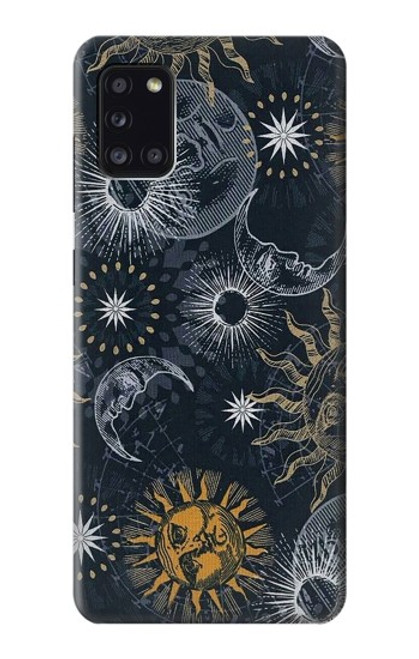 W3702 Moon and Sun Hülle Schutzhülle Taschen und Leder Flip für Samsung Galaxy A31
