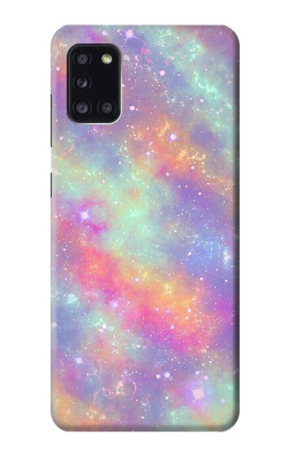 W3706 Pastel Rainbow Galaxy Pink Sky Hülle Schutzhülle Taschen und Leder Flip für Samsung Galaxy A31