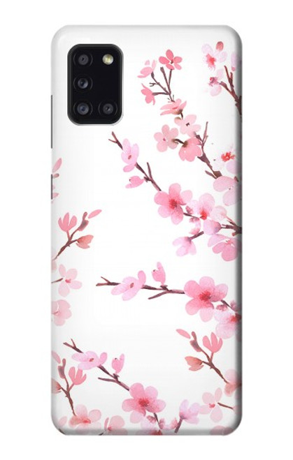 W3707 Pink Cherry Blossom Spring Flower Hülle Schutzhülle Taschen und Leder Flip für Samsung Galaxy A31