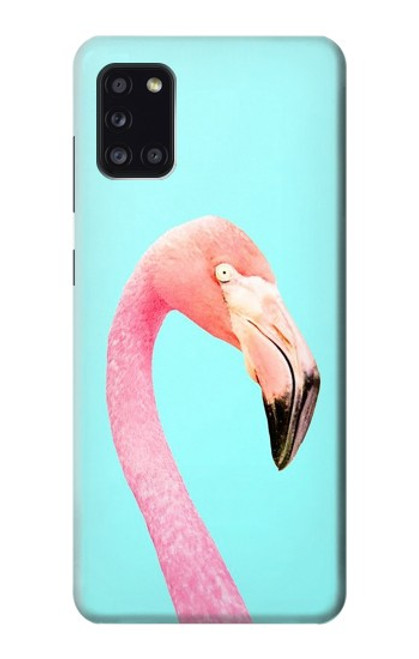 W3708 Pink Flamingo Hülle Schutzhülle Taschen und Leder Flip für Samsung Galaxy A31