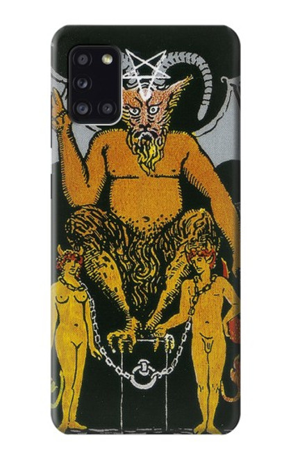 W3740 Tarot Card The Devil Hülle Schutzhülle Taschen und Leder Flip für Samsung Galaxy A31