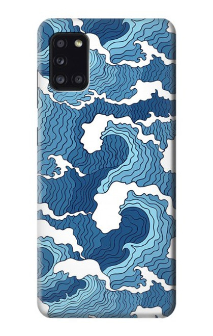 W3751 Wave Pattern Hülle Schutzhülle Taschen und Leder Flip für Samsung Galaxy A31