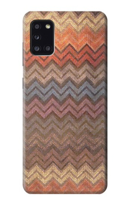 W3752 Zigzag Fabric Pattern Graphic Printed Hülle Schutzhülle Taschen und Leder Flip für Samsung Galaxy A31