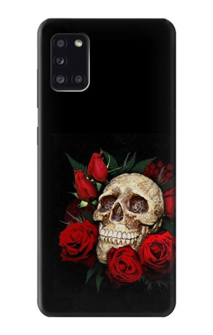 W3753 Dark Gothic Goth Skull Roses Hülle Schutzhülle Taschen und Leder Flip für Samsung Galaxy A31