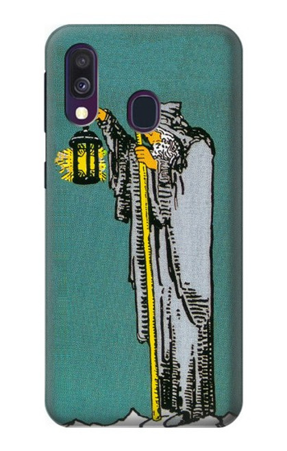W3741 Tarot Card The Hermit Hülle Schutzhülle Taschen und Leder Flip für Samsung Galaxy A40