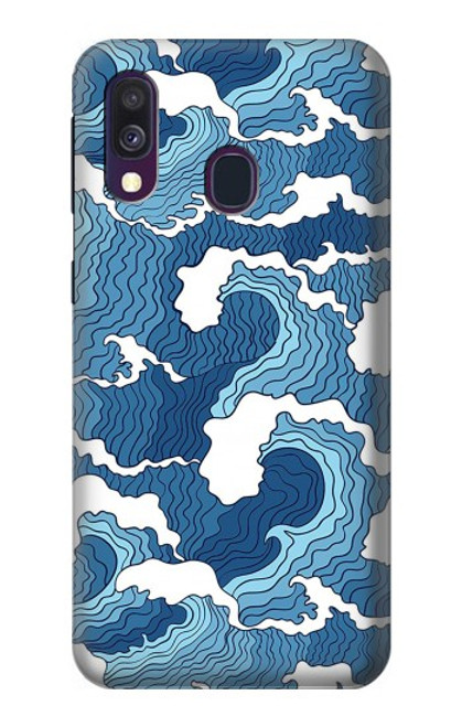 W3751 Wave Pattern Hülle Schutzhülle Taschen und Leder Flip für Samsung Galaxy A40