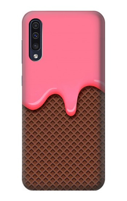W3754 Strawberry Ice Cream Cone Hülle Schutzhülle Taschen und Leder Flip für Samsung Galaxy A50