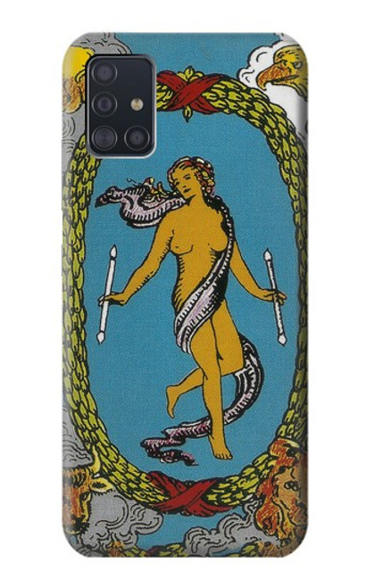 W3746 Tarot Card The World Hülle Schutzhülle Taschen und Leder Flip für Samsung Galaxy A51 5G