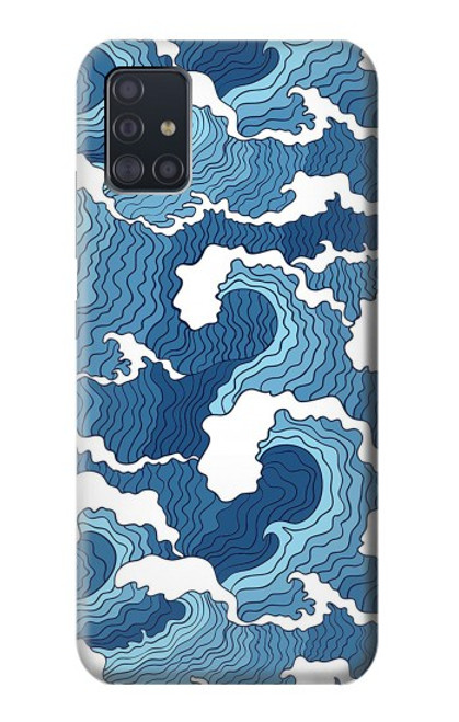 W3751 Wave Pattern Hülle Schutzhülle Taschen und Leder Flip für Samsung Galaxy A51 5G