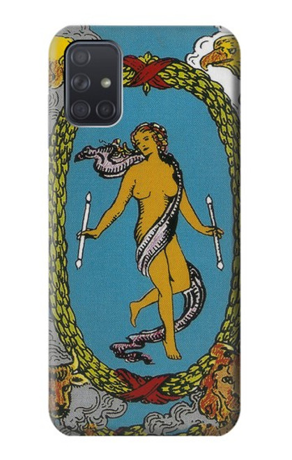 W3746 Tarot Card The World Hülle Schutzhülle Taschen und Leder Flip für Samsung Galaxy A71 5G