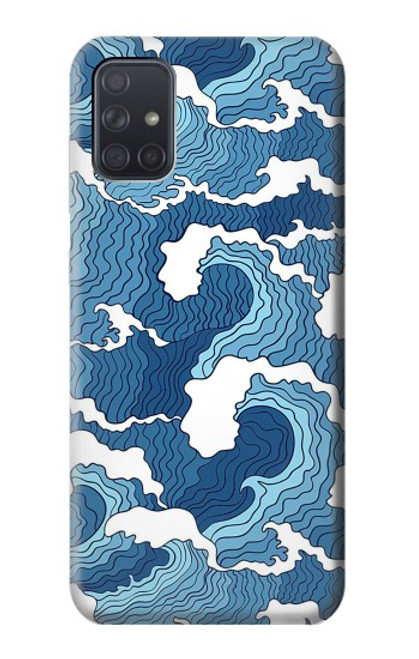 W3751 Wave Pattern Hülle Schutzhülle Taschen und Leder Flip für Samsung Galaxy A71 5G