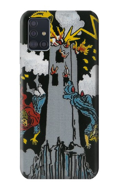 W3745 Tarot Card The Tower Hülle Schutzhülle Taschen und Leder Flip für Samsung Galaxy A51