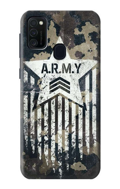 W3666 Army Camo Camouflage Hülle Schutzhülle Taschen und Leder Flip für Samsung Galaxy M21