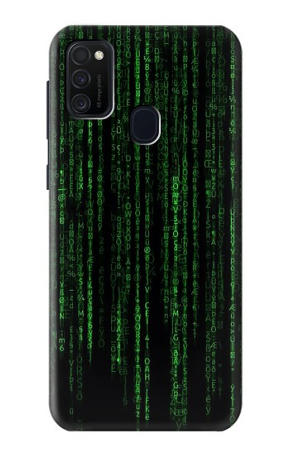 W3668 Binary Code Hülle Schutzhülle Taschen und Leder Flip für Samsung Galaxy M21