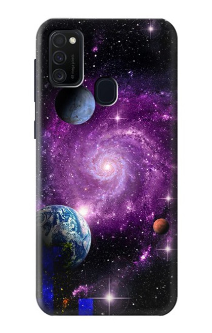 W3689 Galaxy Outer Space Planet Hülle Schutzhülle Taschen und Leder Flip für Samsung Galaxy M21
