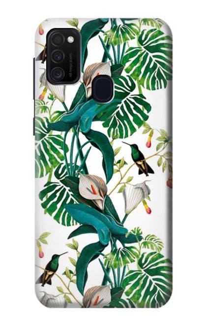 W3697 Leaf Life Birds Hülle Schutzhülle Taschen und Leder Flip für Samsung Galaxy M21