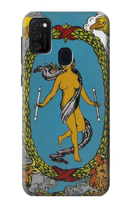 W3746 Tarot Card The World Hülle Schutzhülle Taschen und Leder Flip für Samsung Galaxy M21