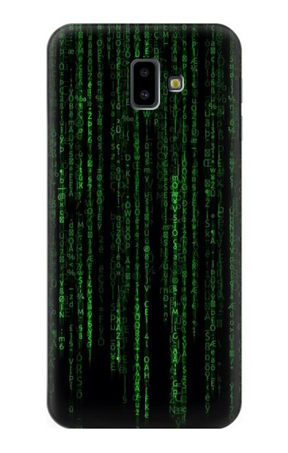 W3668 Binary Code Hülle Schutzhülle Taschen und Leder Flip für Samsung Galaxy J6+ (2018), J6 Plus (2018)