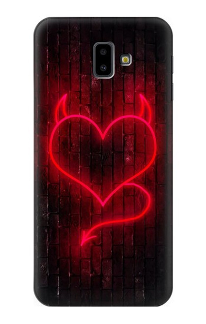 W3682 Devil Heart Hülle Schutzhülle Taschen und Leder Flip für Samsung Galaxy J6+ (2018), J6 Plus (2018)