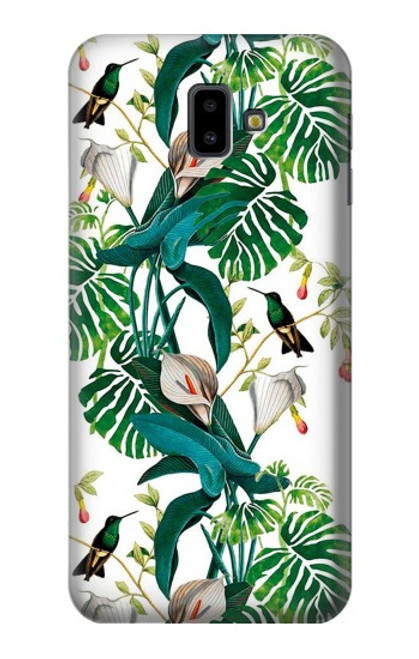 W3697 Leaf Life Birds Hülle Schutzhülle Taschen und Leder Flip für Samsung Galaxy J6+ (2018), J6 Plus (2018)