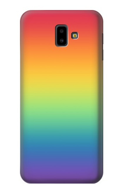 W3698 LGBT Gradient Pride Flag Hülle Schutzhülle Taschen und Leder Flip für Samsung Galaxy J6+ (2018), J6 Plus (2018)