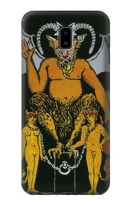 W3740 Tarot Card The Devil Hülle Schutzhülle Taschen und Leder Flip für Samsung Galaxy J6+ (2018), J6 Plus (2018)