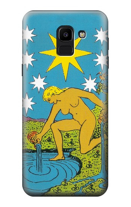 W3744 Tarot Card The Star Hülle Schutzhülle Taschen und Leder Flip für Samsung Galaxy J6 (2018)