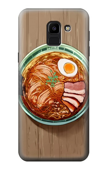 W3756 Ramen Noodles Hülle Schutzhülle Taschen und Leder Flip für Samsung Galaxy J6 (2018)