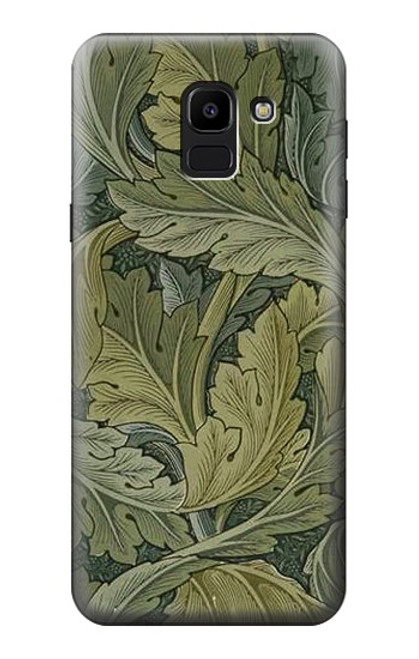 W3790 William Morris Acanthus Leaves Hülle Schutzhülle Taschen und Leder Flip für Samsung Galaxy J6 (2018)