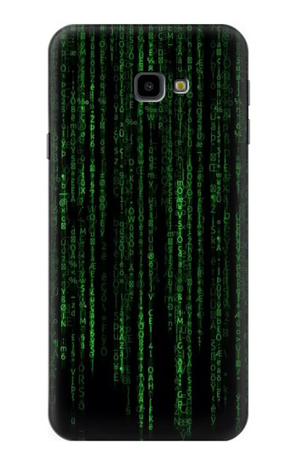 W3668 Binary Code Hülle Schutzhülle Taschen und Leder Flip für Samsung Galaxy J4+ (2018), J4 Plus (2018)