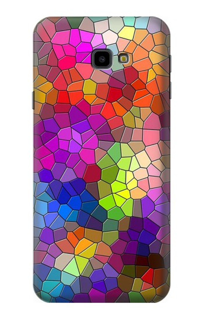 W3677 Colorful Brick Mosaics Hülle Schutzhülle Taschen und Leder Flip für Samsung Galaxy J4+ (2018), J4 Plus (2018)
