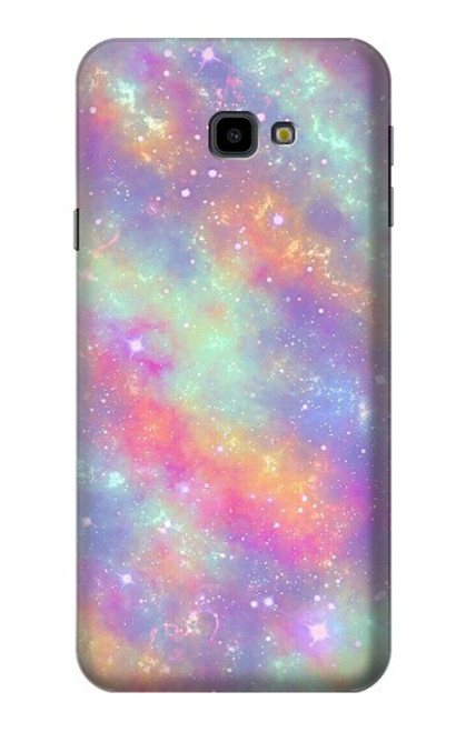 W3706 Pastel Rainbow Galaxy Pink Sky Hülle Schutzhülle Taschen und Leder Flip für Samsung Galaxy J4+ (2018), J4 Plus (2018)